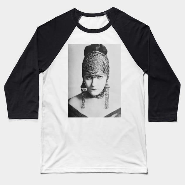 Regal Siren Gloria Swanson Baseball T-Shirt by SILENT SIRENS